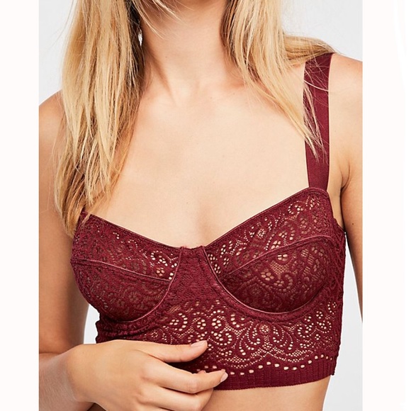 New Free People Abigail Red Lace Underwire Bra - Picture 3 of 7